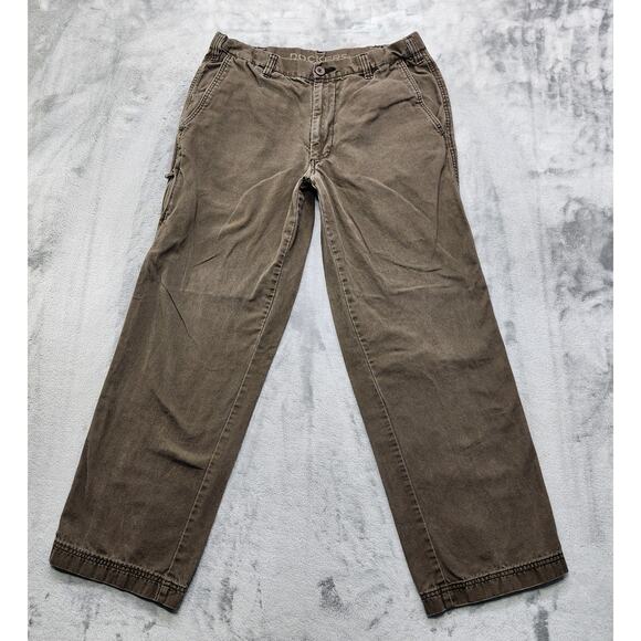 Dockers Pants Mens W34 L32 Brown Flat Front Classic Fit Cargo Cotton Utility - Picture 1 of 12
